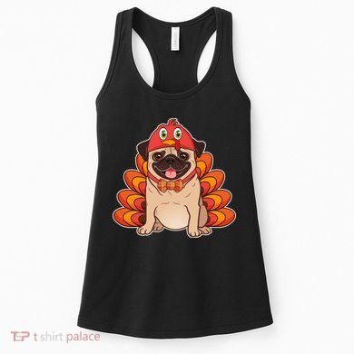 Thanksgiving Turkey Pug Women's Tank Top
