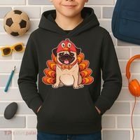 Thanksgiving Turkey Pug Kids Hoodie thumb 2