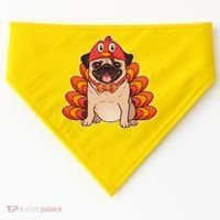 Thanksgiving Turkey Pug USA-Made Doggie Bandana thumb 0