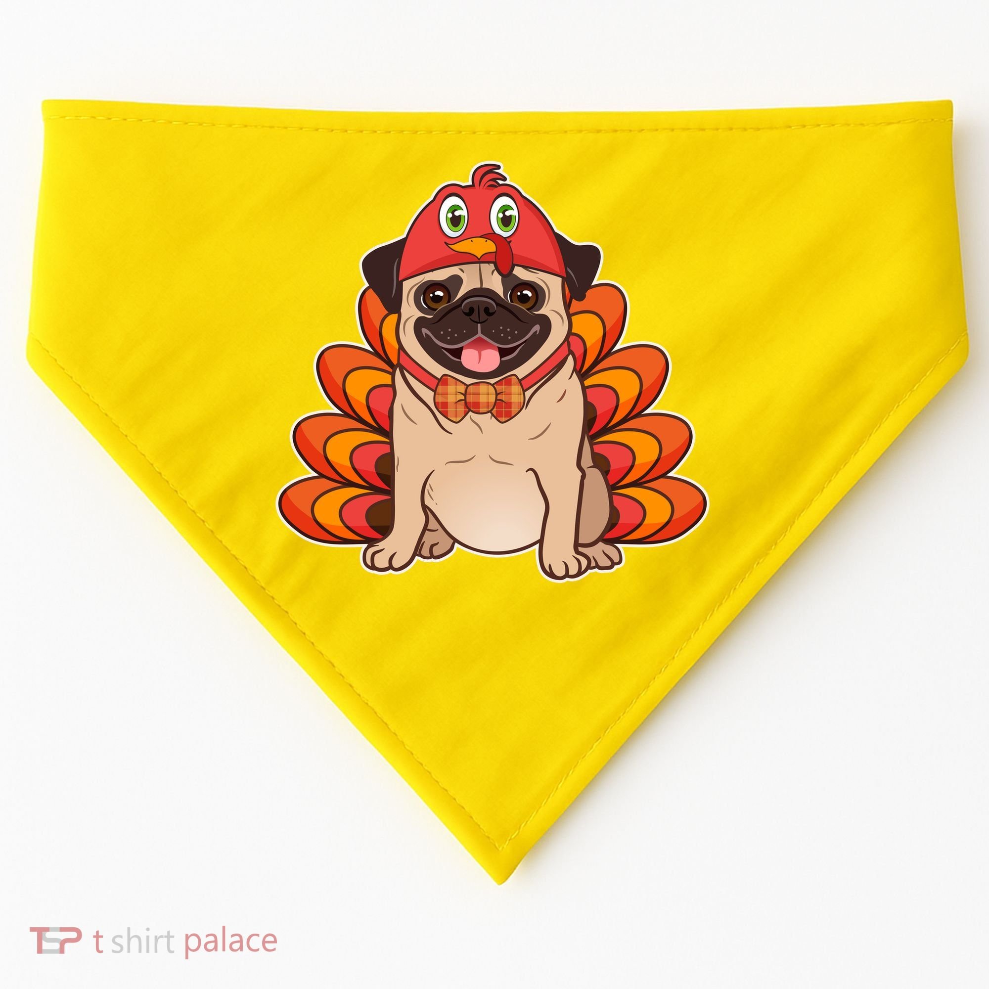 Thanksgiving Turkey Pug USA-Made Doggie Bandana