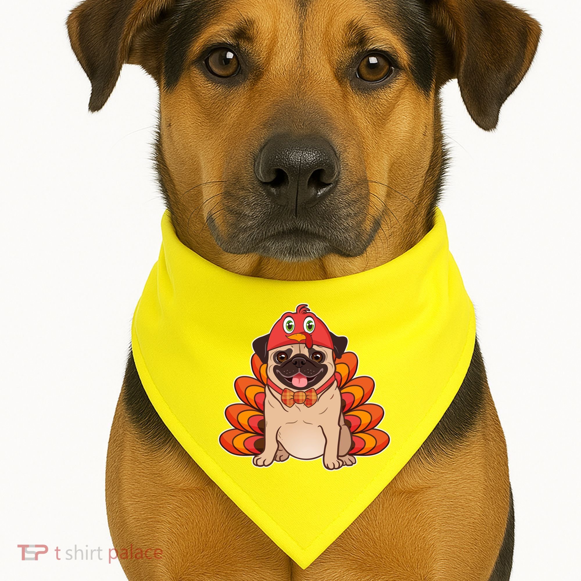 Thanksgiving Turkey Pug USA-Made Doggie Bandana