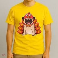 Thanksgiving Turkey Pug T-Shirt thumb 3