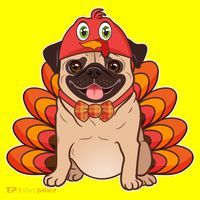 Thanksgiving Turkey Pug Button thumb 1