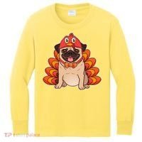 Thanksgiving Turkey Pug Kids Long Sleeve Shirt thumb 0