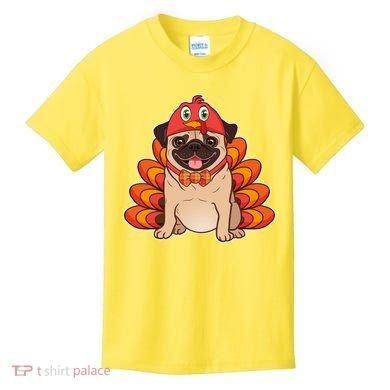 Thanksgiving Turkey Pug Kids T-Shirt