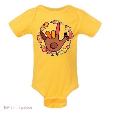 Thanksgiving Turkey Sign Language I Love You Baby Bodysuit