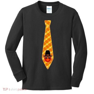 Thanksgiving Turkey Tie Kids Long Sleeve Shirt