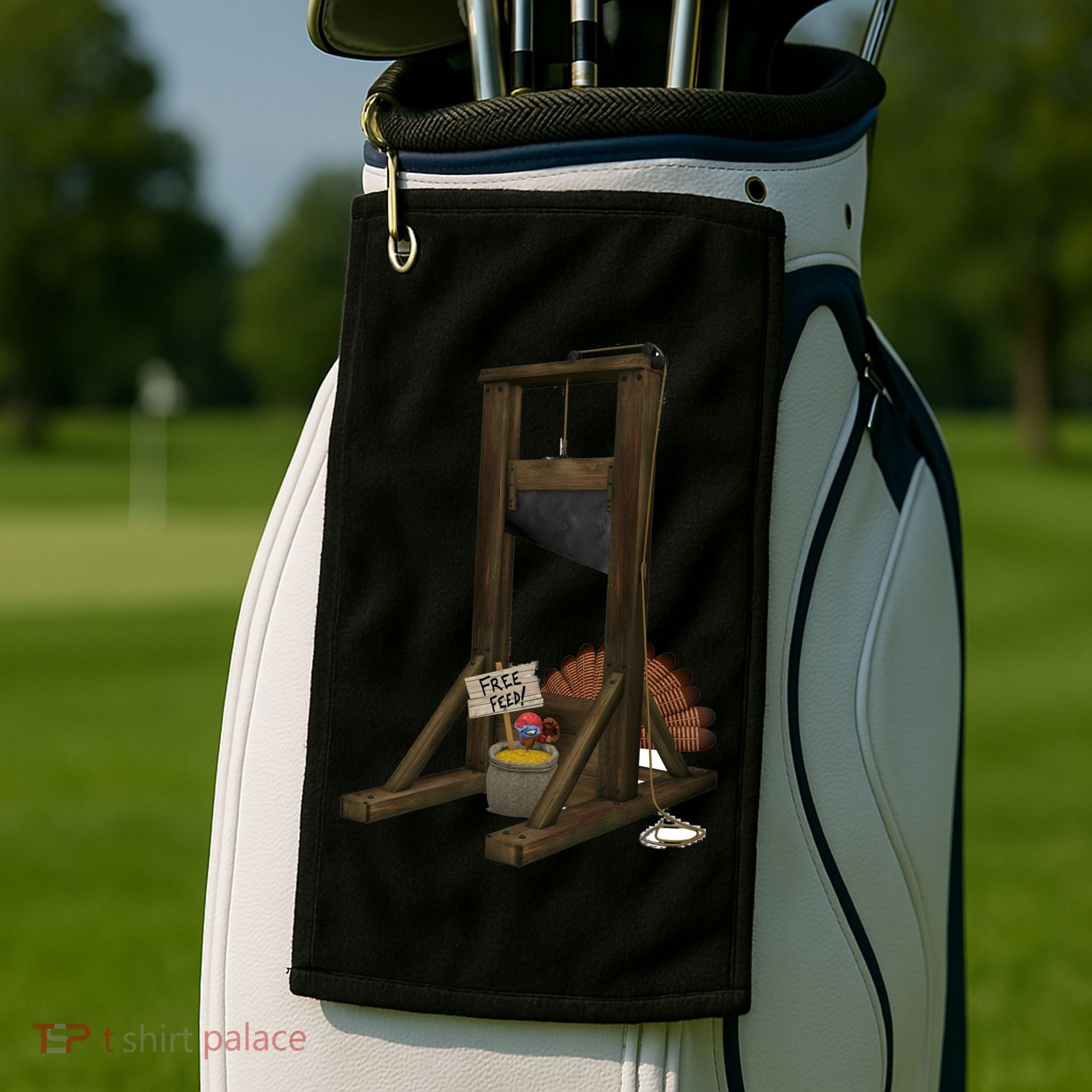 Thanksgiving Turkey Tricked Free Feed Funny Golf Towel