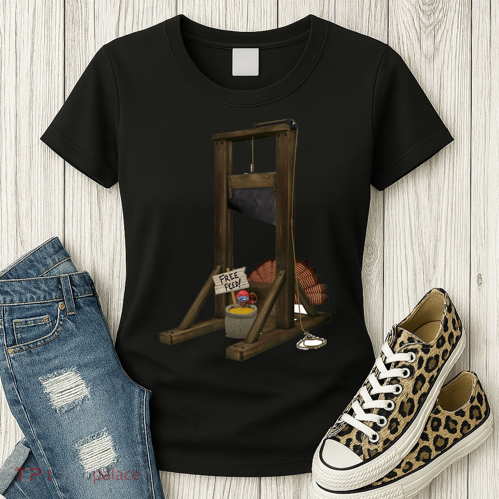 Thanksgiving Turkey Tricked Free Feed Funny Women's T-Shirt