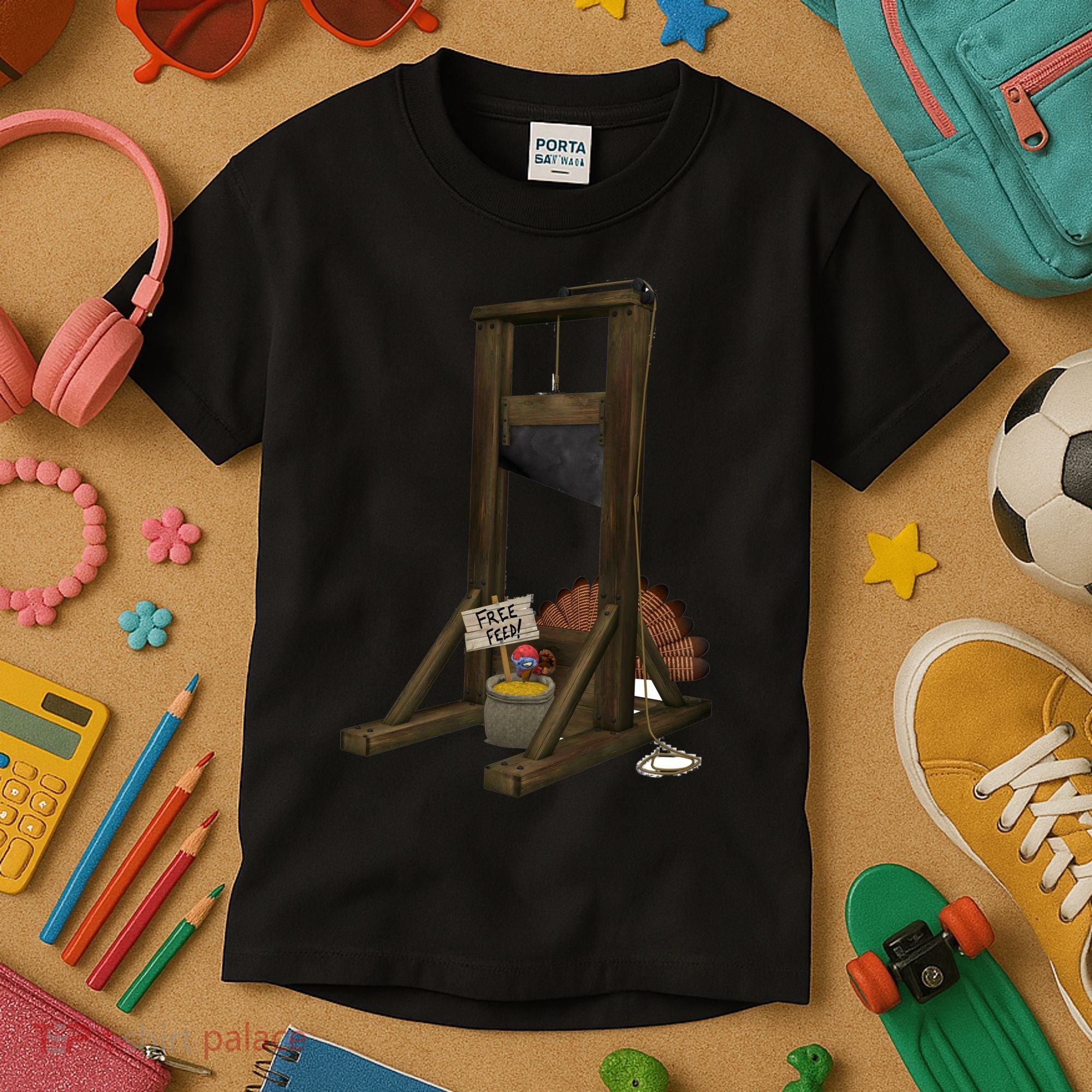 Thanksgiving Turkey Tricked Free Feed Funny Kids T-Shirt