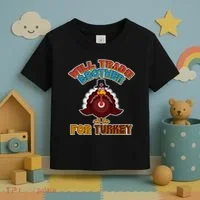 Thanksgiving Will Trade Brother For Turkey Toddler T-Shirt thumb 3