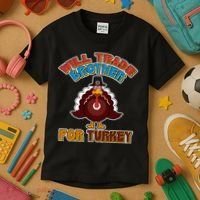 Thanksgiving Will Trade Brother For Turkey Kids T-Shirt thumb 3