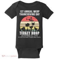 Thanksgiving WKRP Turkey's Drop Baby Bodysuit thumb 0