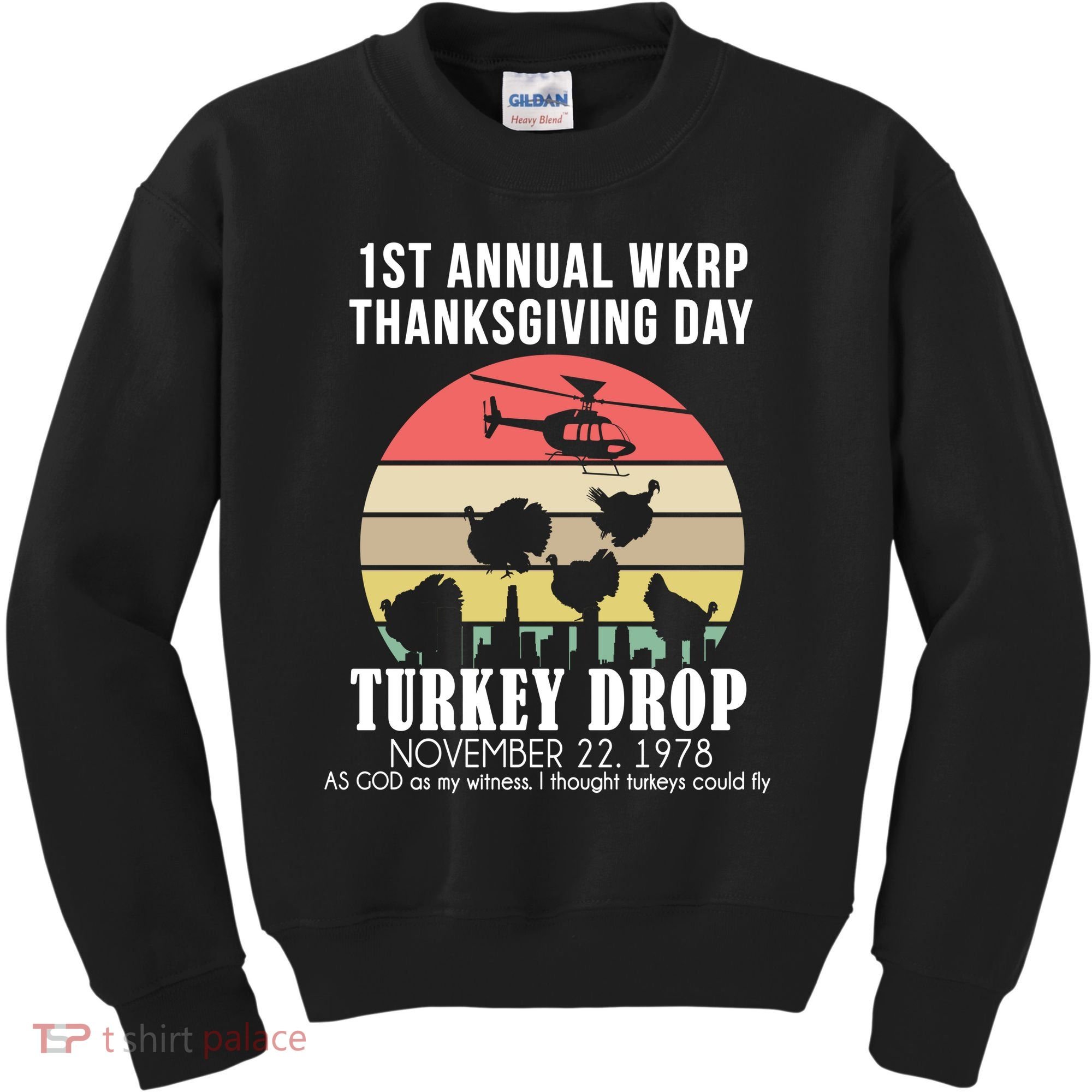 Thanksgiving WKRP Turkey's Drop Kids Sweatshirt