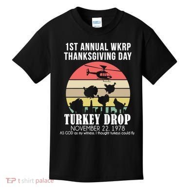 Thanksgiving WKRP Turkey's Drop Kids T-Shirt