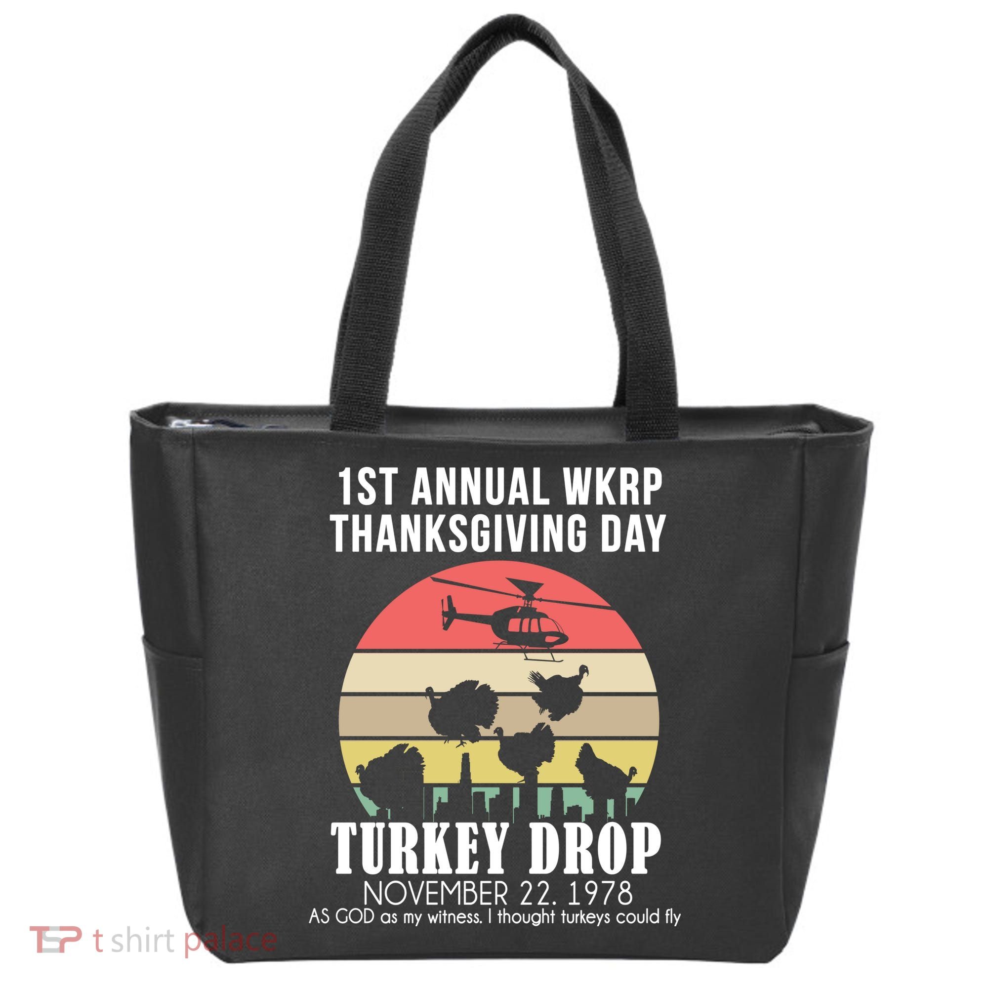 Thanksgiving WKRP Turkey's Drop Tote Bag
