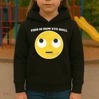 That's How I Roll Eyes Emoji Face Kids Hoodie thumb 3