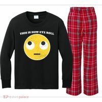 That's How I Roll Eyes Emoji Face Kids Long Sleeve Plaid Pajama Set thumb 0