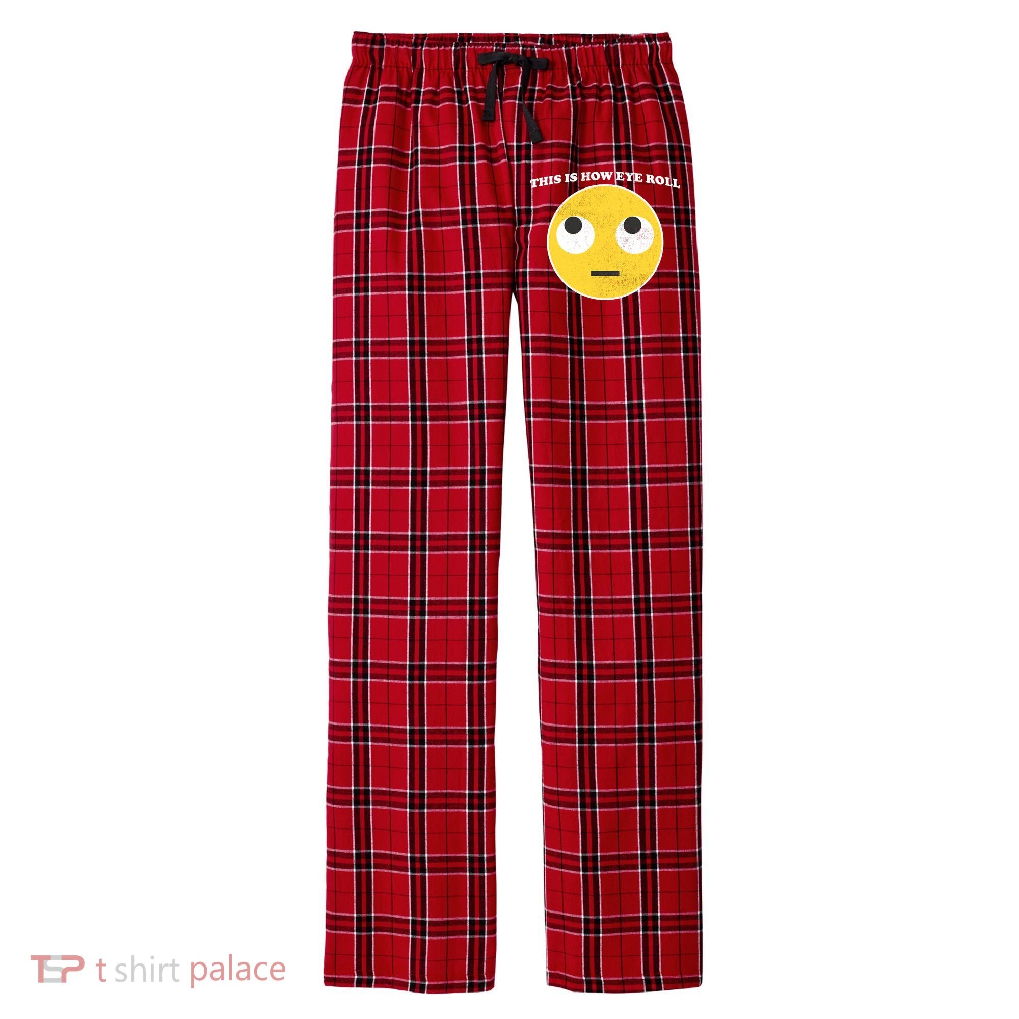 That's How I Roll Eyes Emoji Face Men's Flannel Plaid Pajama Pants