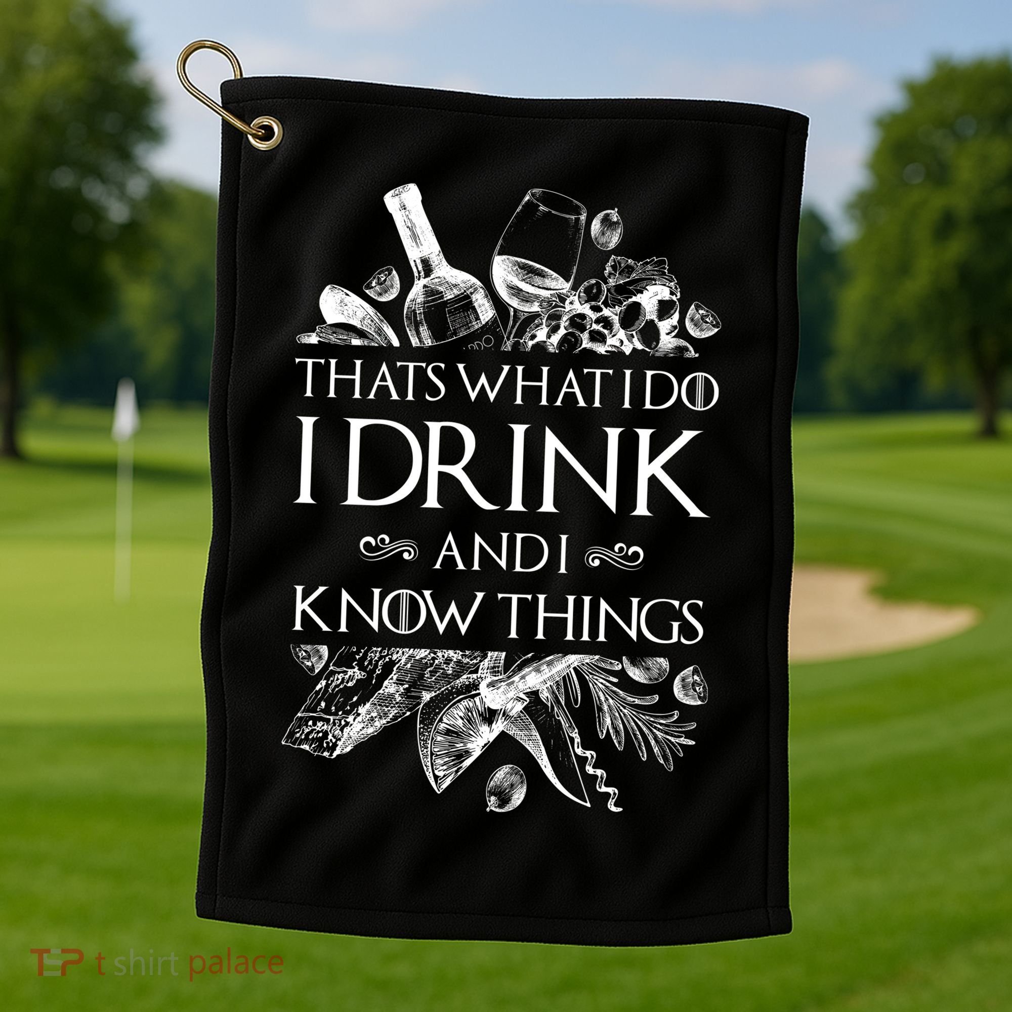 That's What I Do I Drink And I Know Golf Towel