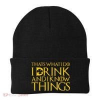 Thats What I Do I Drink and I Know Things St Patricks Day Clover Beanie thumb 0