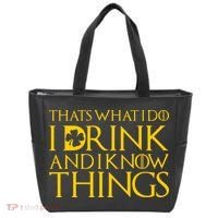 Thats What I Do I Drink and I Know Things St Patricks Day Clover Tote Bag thumb 0