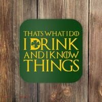 Thats What I Do I Drink and I Know Things St Patricks Day Clover Coaster thumb 0
