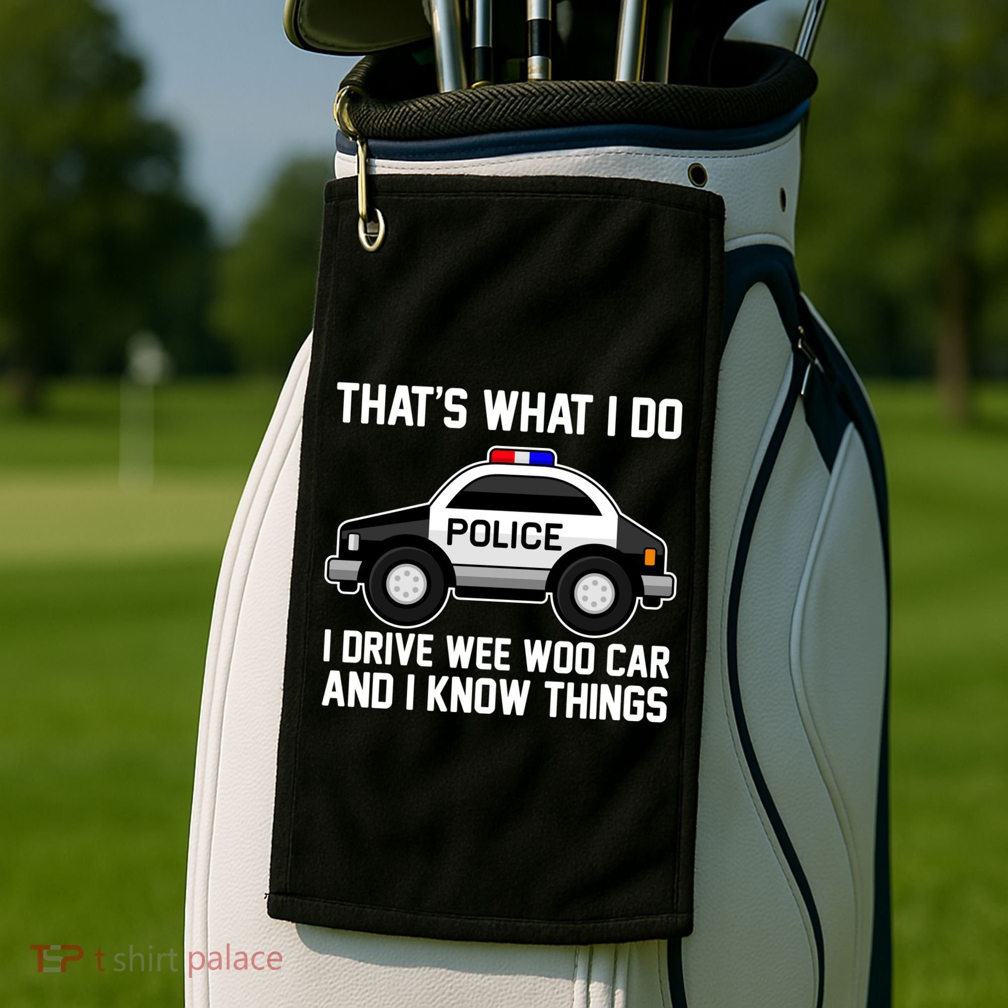 That's What I Do I Drive Wee Woo Car and I Know Things Golf Towel