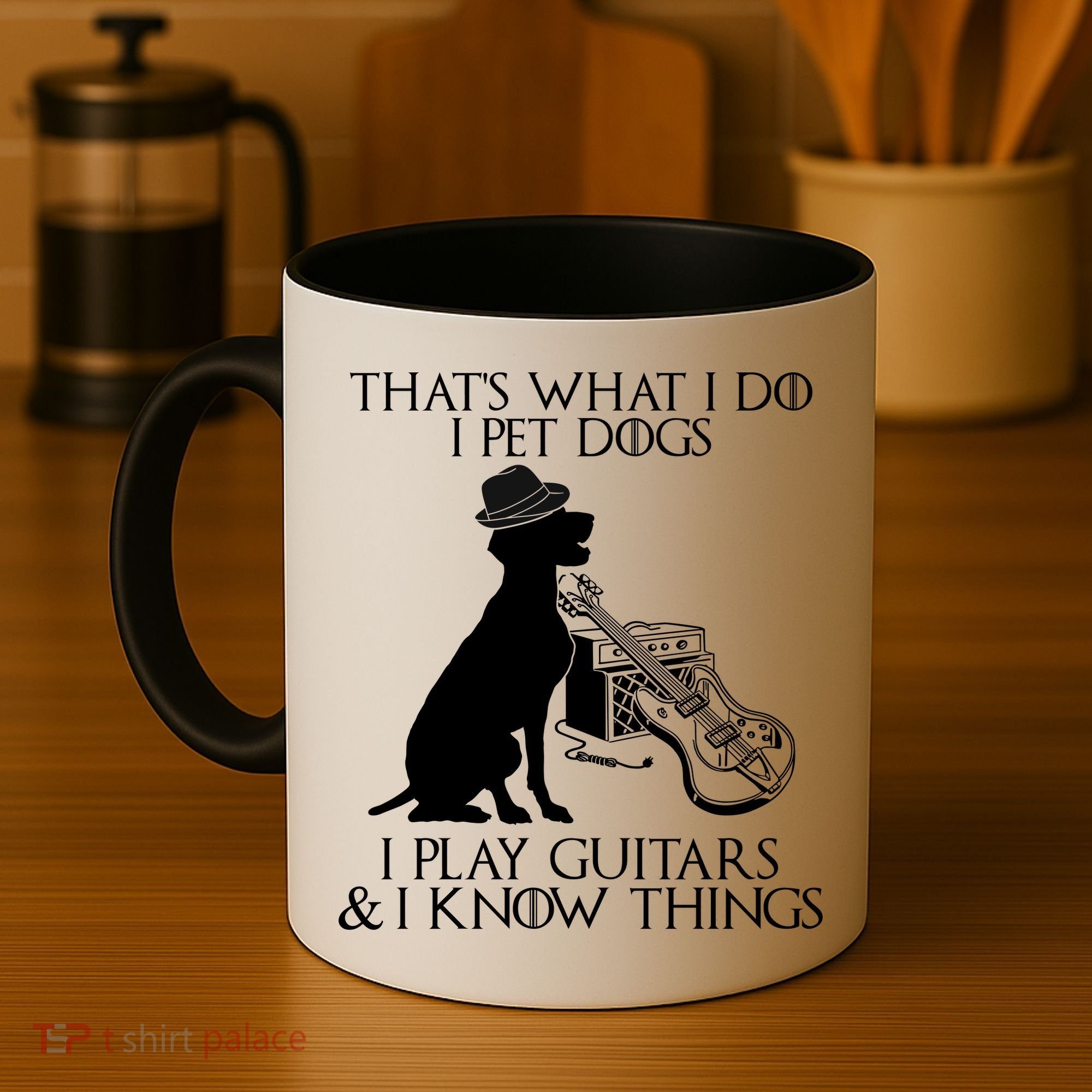 That's What I Do I Pet Dogs I Play Guitars And I Know Things Coffee Mug