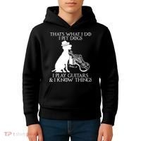 That's What I Do I Pet Dogs I Play Guitars And I Know Things Kids Hoodie thumb 4