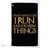 That's What I Do I Run and I Know Things Funny Running Golf Towel thumb 0
