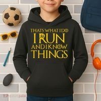 That's What I Do I Run and I Know Things Funny Running Kids Hoodie thumb 2