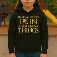 That's What I Do I Run and I Know Things Funny Running Kids Hoodie thumb 3