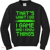 That's What I Do Play Games And I Know Things Kids Sweatshirt thumb 0