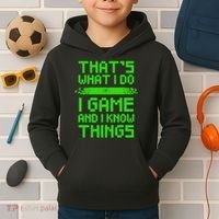That's What I Do Play Games And I Know Things Kids Hoodie thumb 2