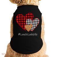 Three Hearts Buffalo Plaid Lunch Lady Valentine's Day Doggie Tank thumb 0