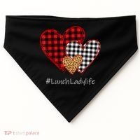 Three Hearts Buffalo Plaid Lunch Lady Valentine's Day USA-Made Doggie Bandana thumb 0
