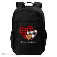 Three Hearts Buffalo Plaid Lunch Lady Valentine's Day Backpack thumb 0