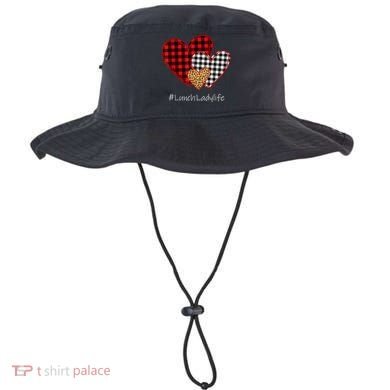 Three Hearts Buffalo Plaid Lunch Lady Valentine's Day Bucket Hat