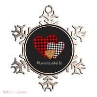 Three Hearts Buffalo Plaid Lunch Lady Valentine's Day Ornament thumb 0