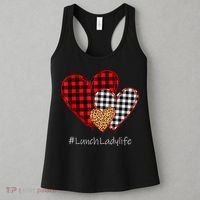 Three Hearts Buffalo Plaid Lunch Lady Valentine's Day Women's Tank Top thumb 3