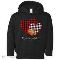 Three Hearts Buffalo Plaid Lunch Lady Valentine's Day Toddler Hoodie thumb 0