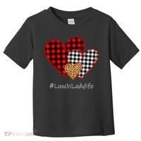 Three Hearts Buffalo Plaid Lunch Lady Valentine's Day Toddler T-Shirt thumb 0