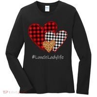 Three Hearts Buffalo Plaid Lunch Lady Valentine's Day Women's Long Sleeve Shirt thumb 0