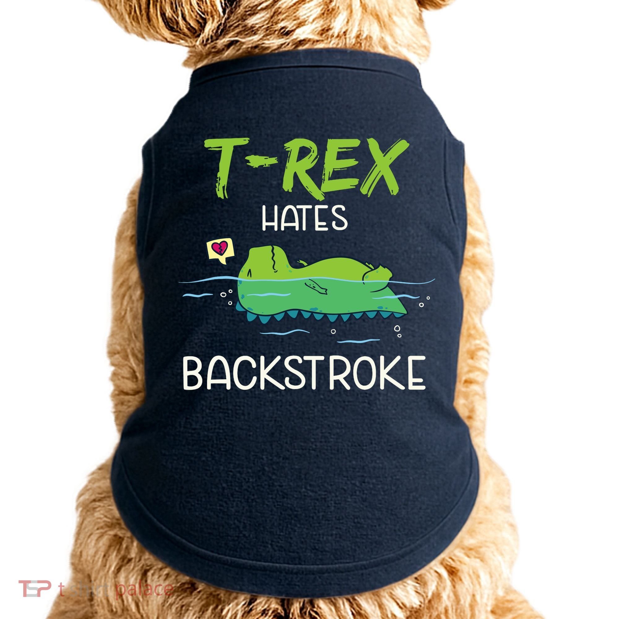 Trex Hates Backstroke Funny Swimming Dinosaur Gift Doggie Tank