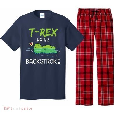 Trex Hates Backstroke Funny Swimming Dinosaur Gift Pajama Set