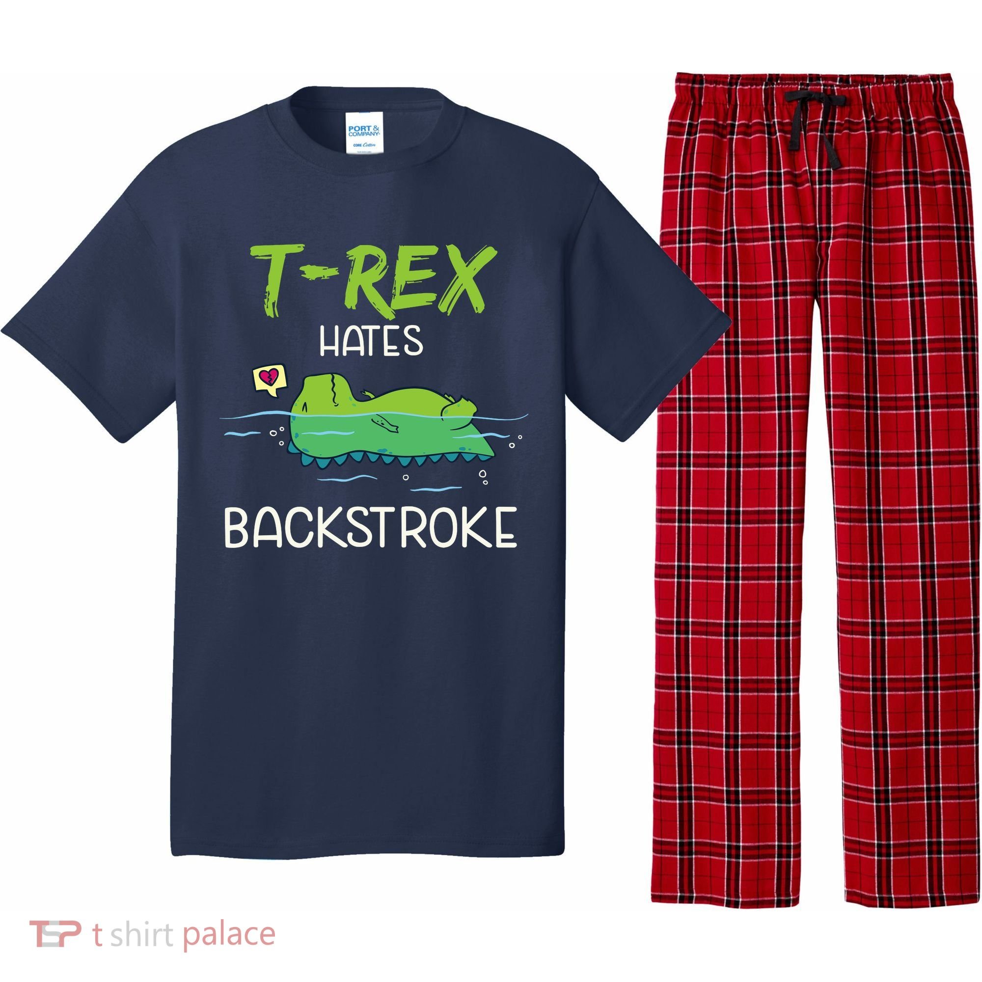 Trex Hates Backstroke Funny Swimming Dinosaur Gift Pajama Set