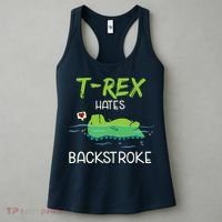 Trex Hates Backstroke Funny Swimming Dinosaur Gift Women's Tank Top thumb 3
