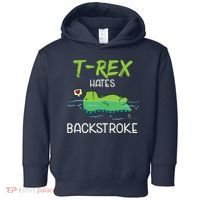 Trex Hates Backstroke Funny Swimming Dinosaur Gift Toddler Hoodie thumb 0