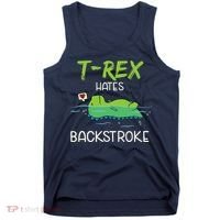 Trex Hates Backstroke Funny Swimming Dinosaur Gift Tank Top thumb 0